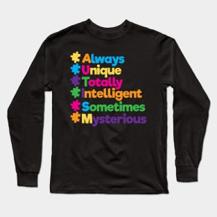 Always Unique Awesome Autism Awareness Supporters Long Sleeve T-Shirt